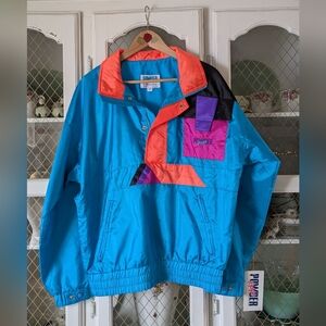 Vintage Teal Powder Ridge Boxy Neon Nylon Pullover Windbreaker 1990s